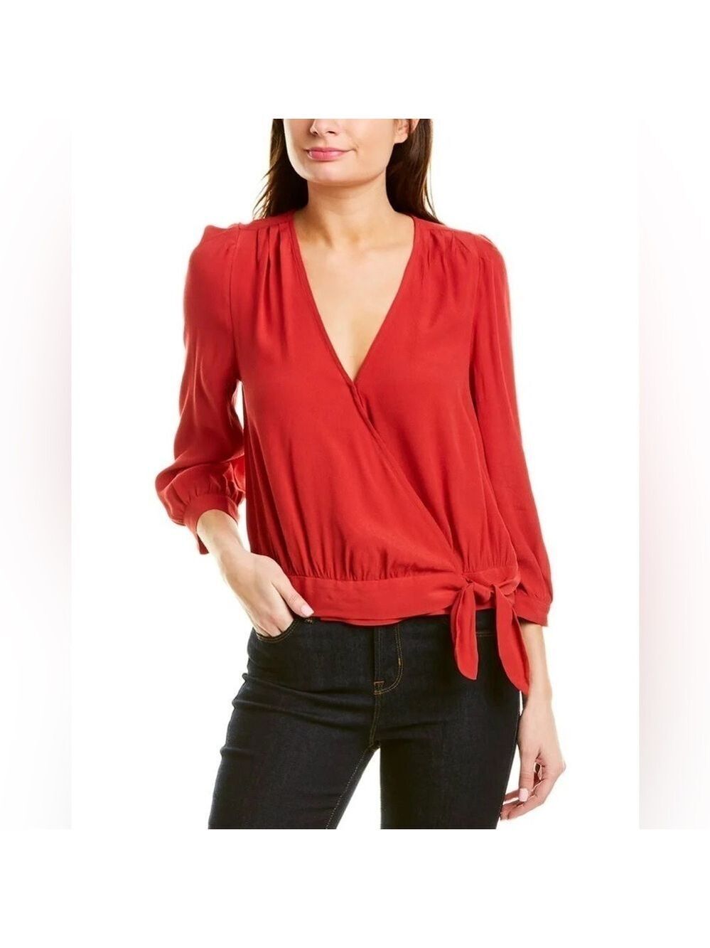 Madewell Wrap Top Blouse Small Red